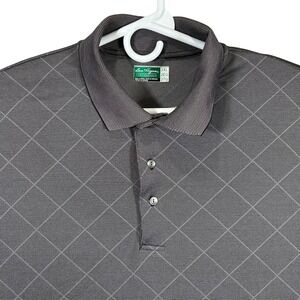 Ben Hogan Performance Mens 2XL Gray Diamond Grid Golf Polo Shirt Short Sleeve